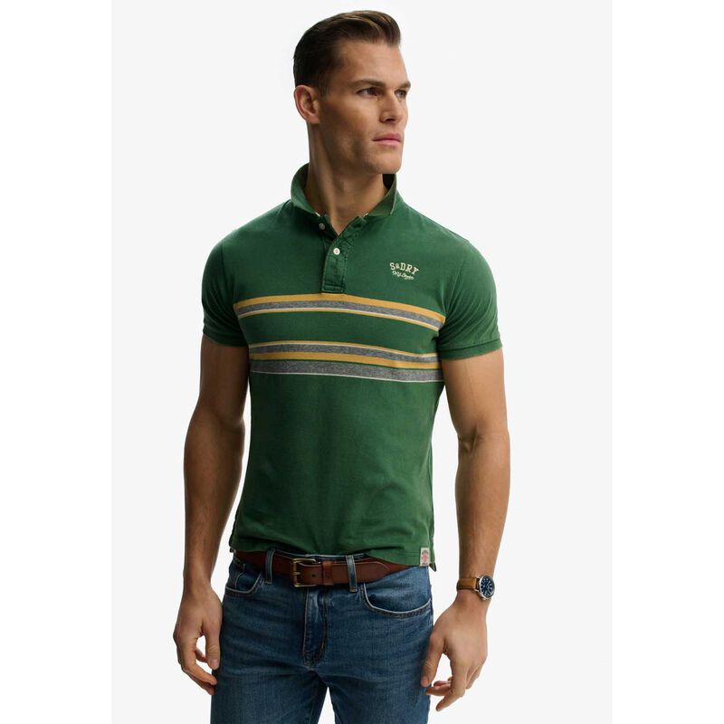 Superdry Vintage Stripe Jersey Polo image number 2